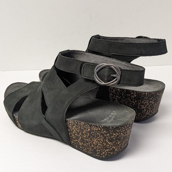 Dansko Sera Wedge Sandals, Black Leather, Women's 42 EU (US 11) - Picture 6 of 7